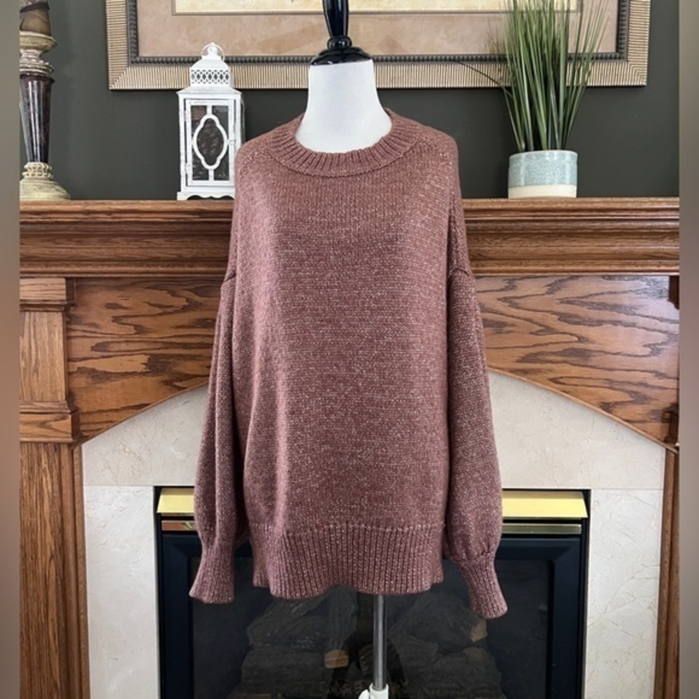 Ava &‎ Viv Women's Chunky Knit Metallic Balloon Sleeve Pullover Sweater  Sz. 2X